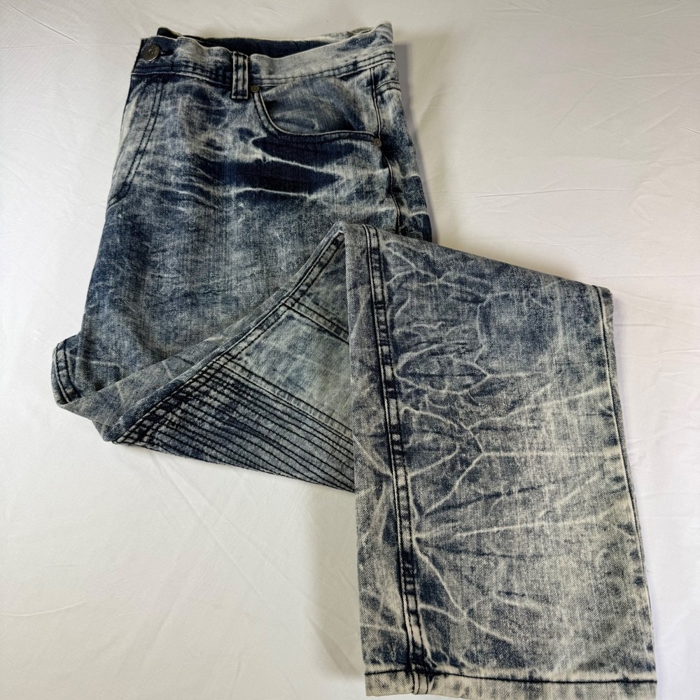 Dash‎ Washed Biker Jeans Moto Denim Men's Size 42x32 Stretch